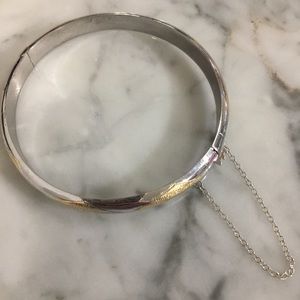 14k gold & 925 sterling Vermeil hinged bangle bracelet